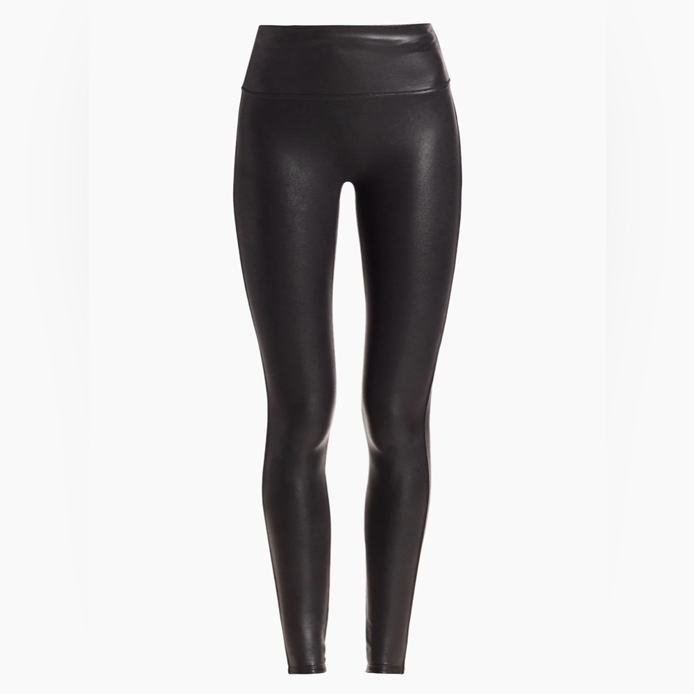 SPANX Shiny Faux Leather Black Leggings XS